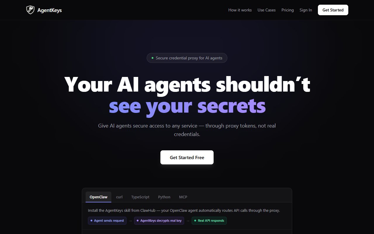AgentKeys — Security tool for openclaw.ai