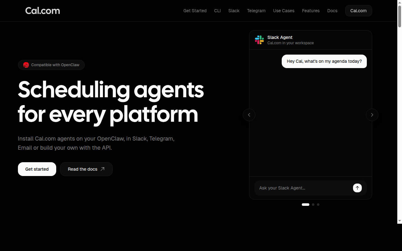 Cal.com Agents — Infrastructure tool for openclaw.ai