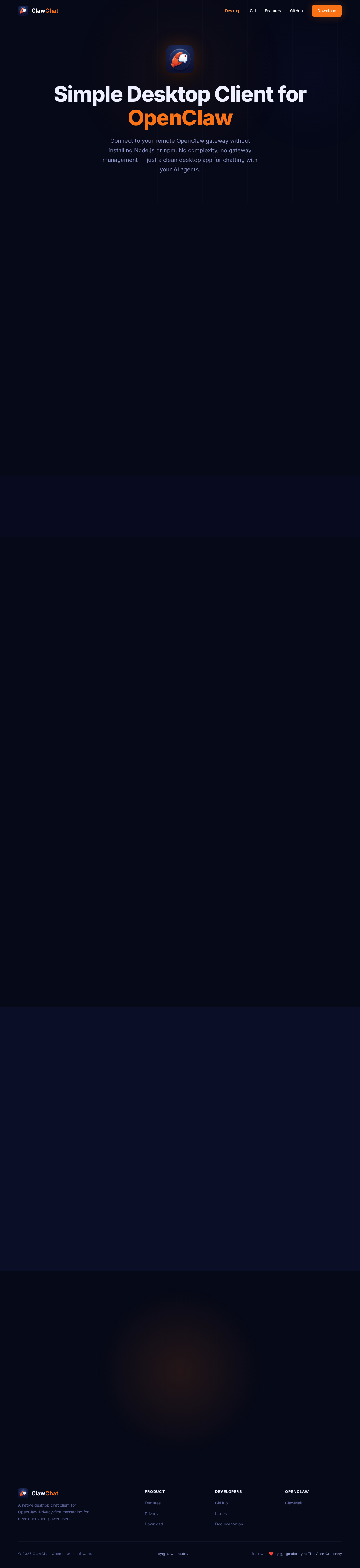 ClawChat Infrastructure tool screenshot — openclaw.ai