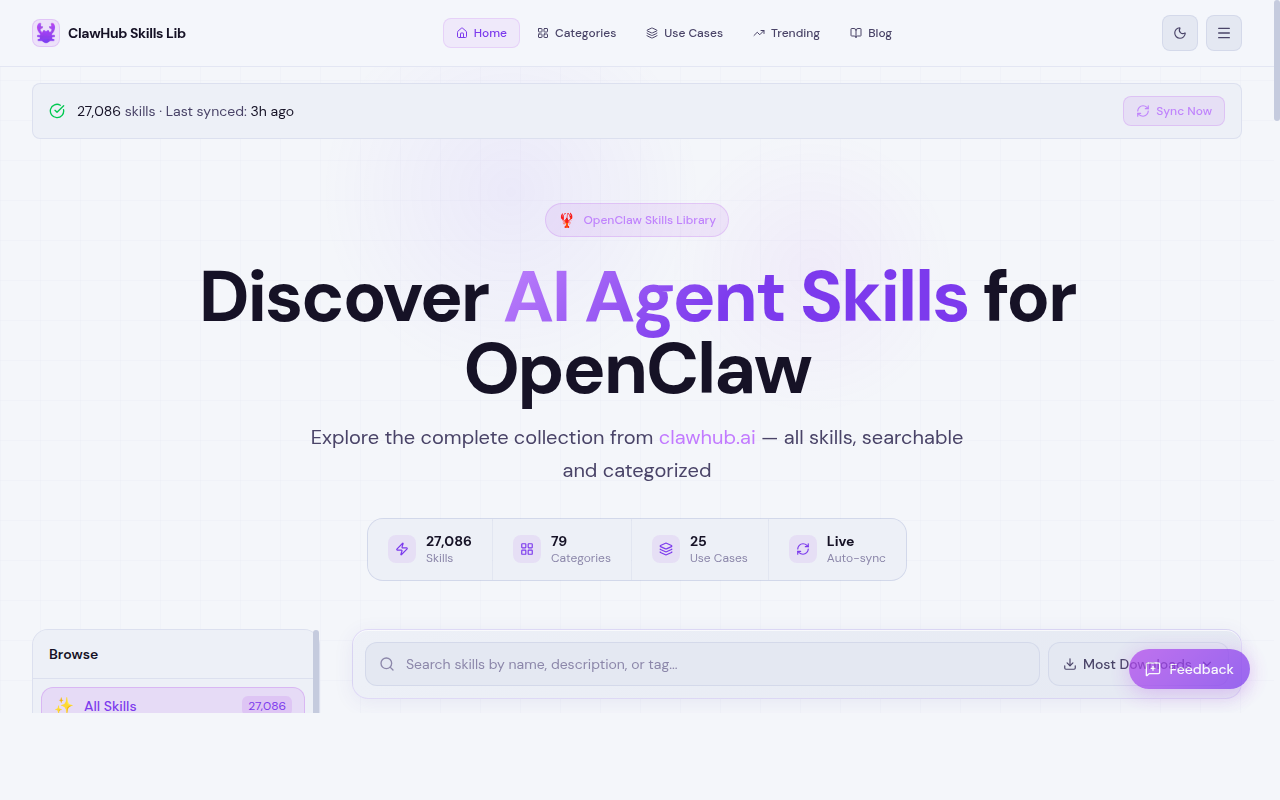 ClawHub Skills Lib — Skills Registry tool for openclaw.ai