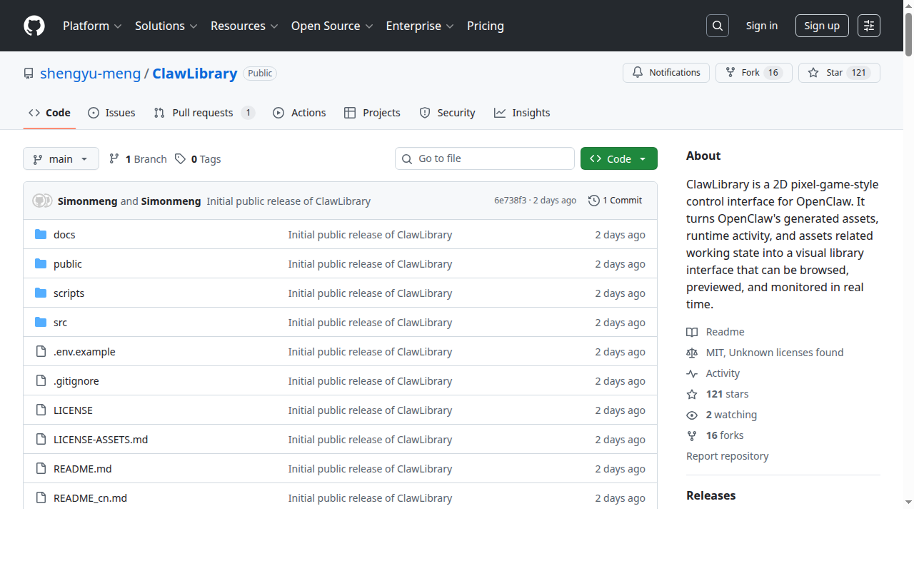 ClawLibrary — Monitoring tool for openclaw.ai