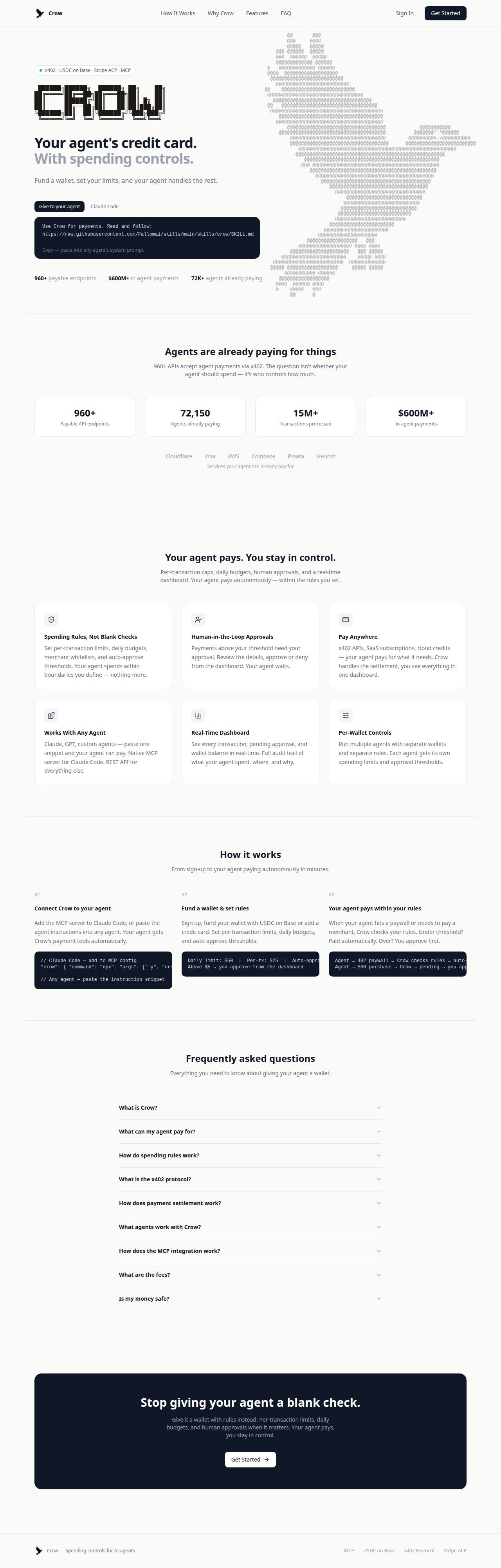 Crow Payments tool screenshot — openclaw.ai