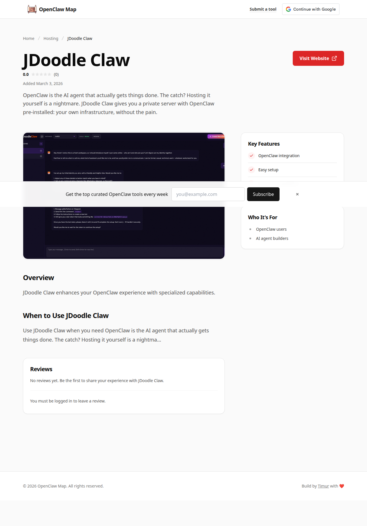 JDoodle Claw — Hosting tool for openclaw.ai