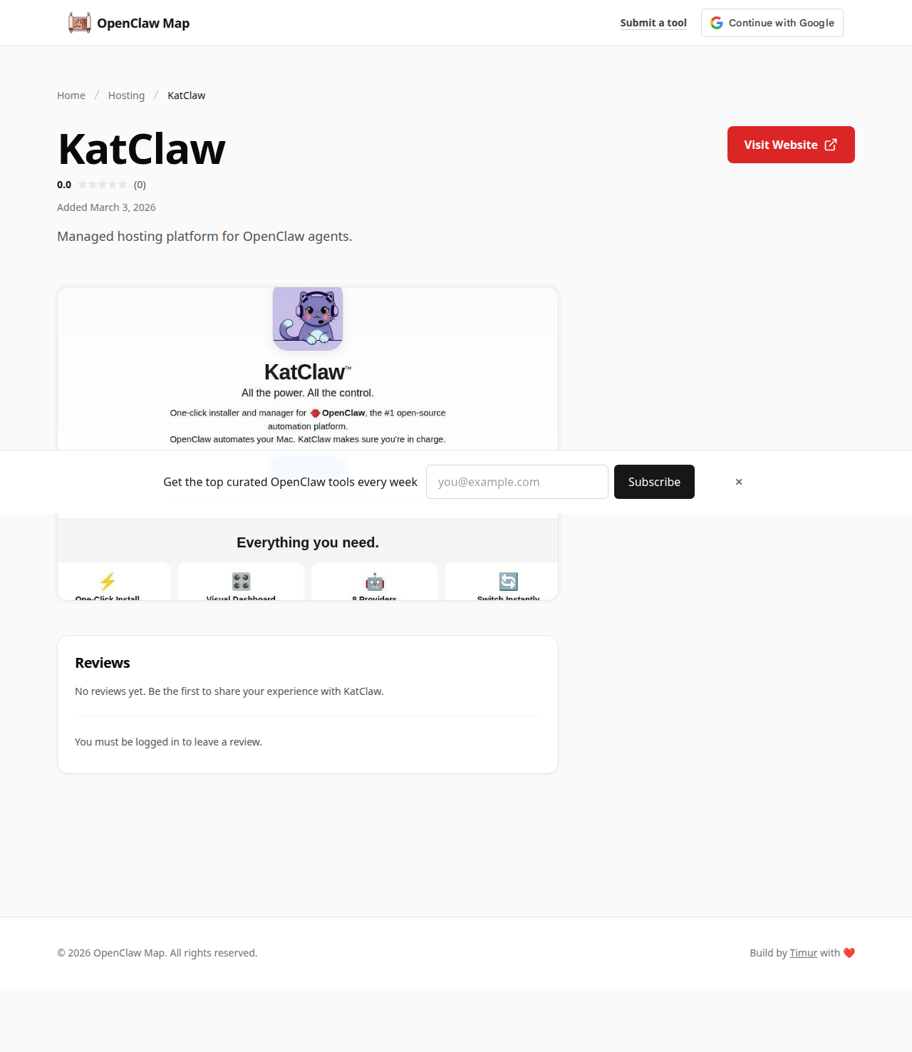 KatClaw — Hosting tool for openclaw.ai