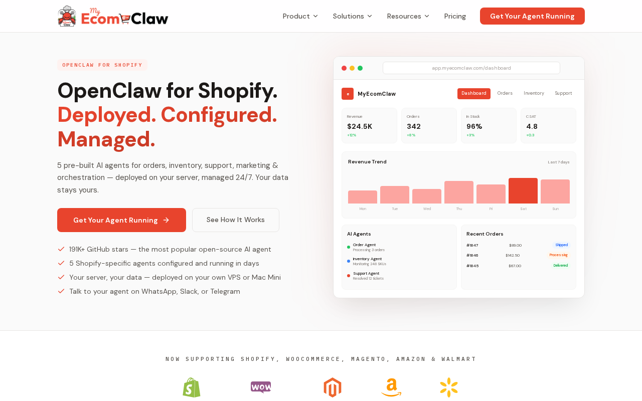 MyEcomClaw — Prebuilt Agents tool for openclaw.ai