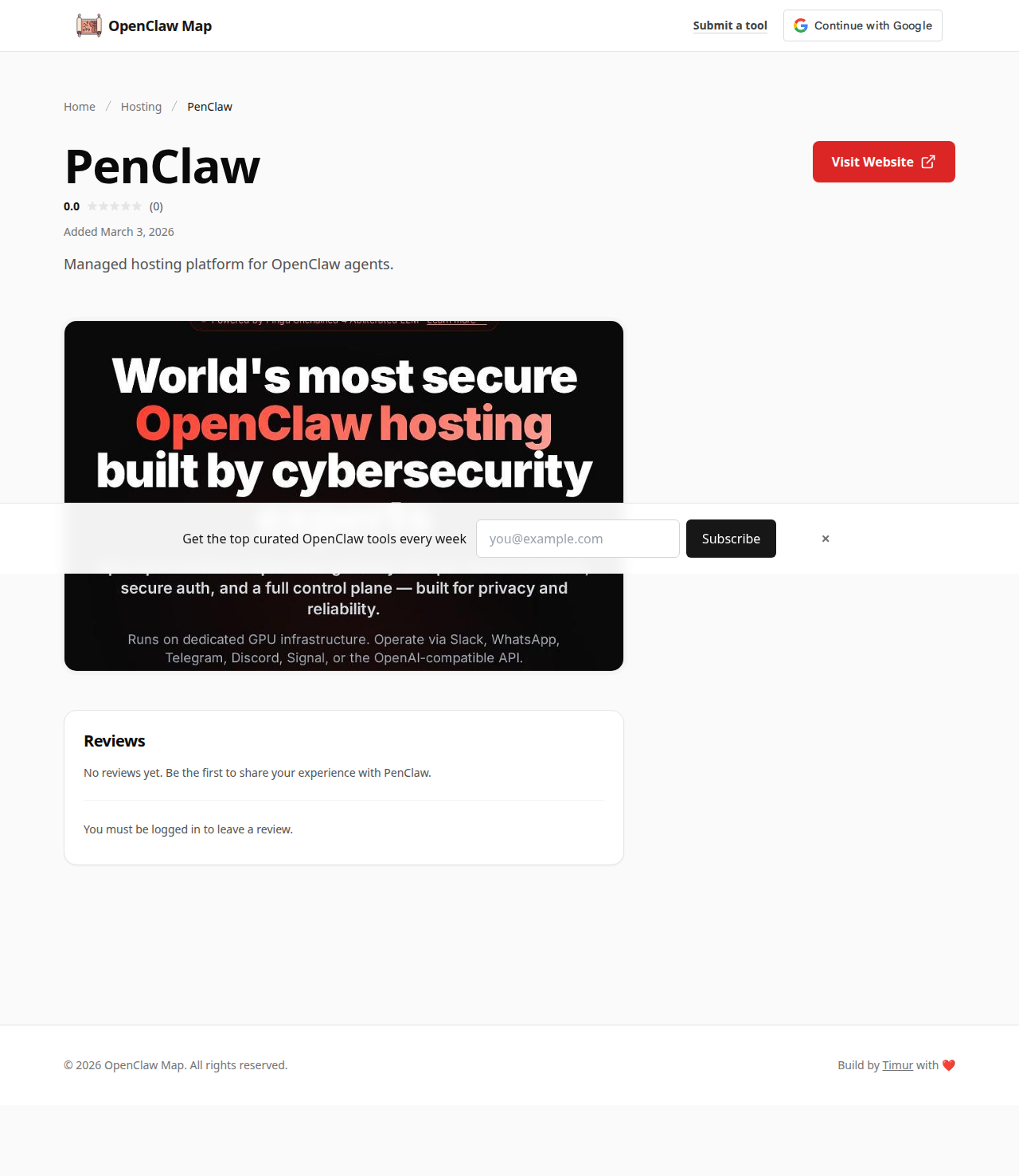 PenClaw (Pingu Unchained by Audn.ai) — Security tool for openclaw.ai