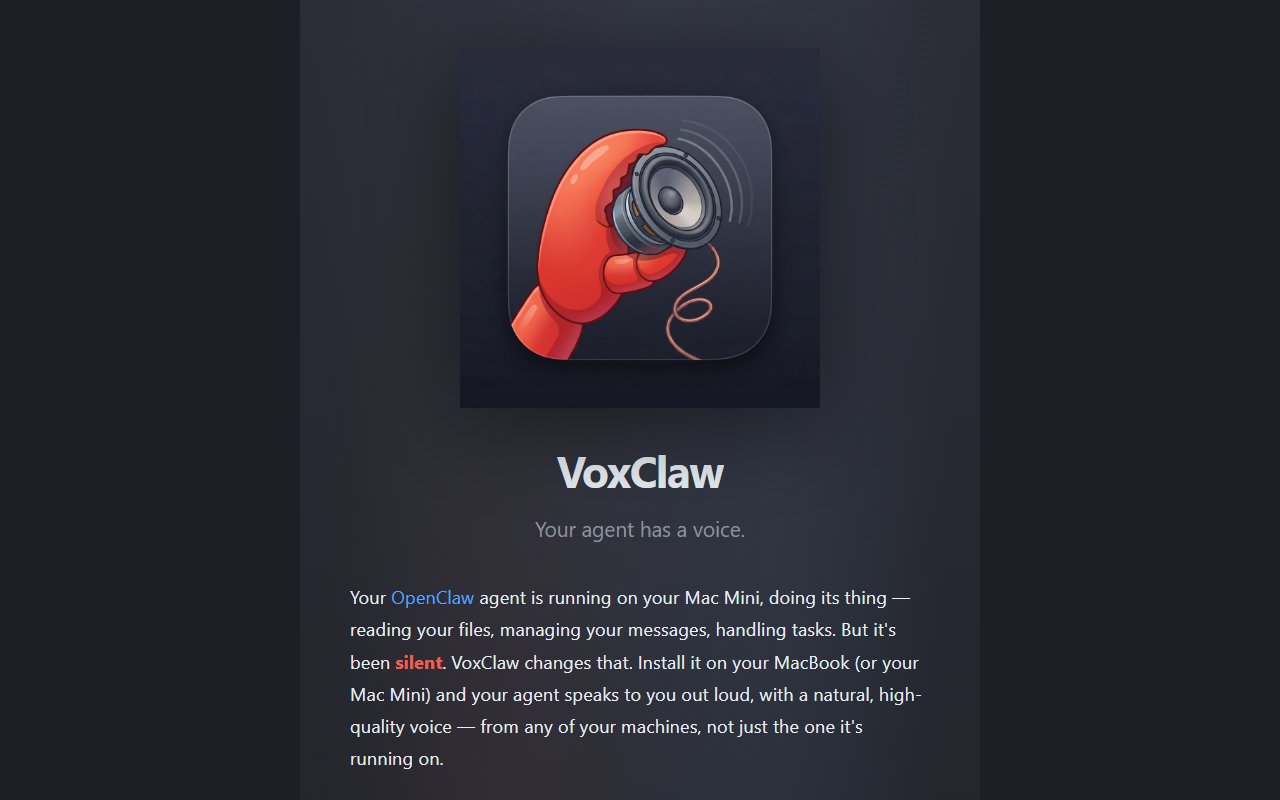 VoxClaw — Voice tool for openclaw.ai